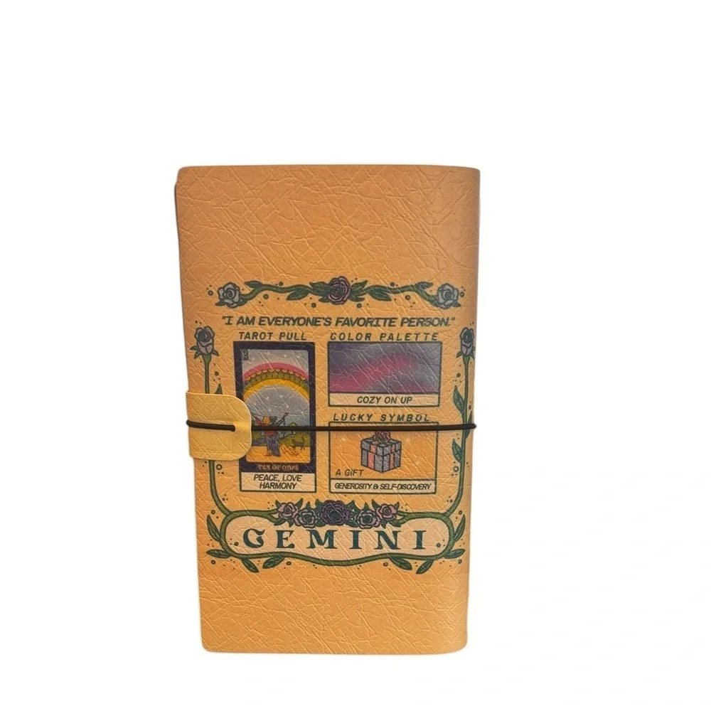 Travelers Notebook Journal Refillable Faux Leather A3 Zodiac Gemini Yellow
